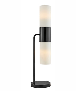 Dulance 2-Light 2-Light Table Lamp Black/Frost Glass Shade