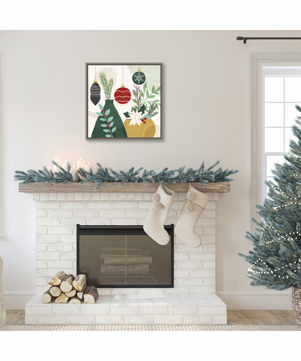 Framed Deco Holiday II by Veronique Charron Canvas Wall Art Print (22  W x 22  H), Sylvie Greywash Frame