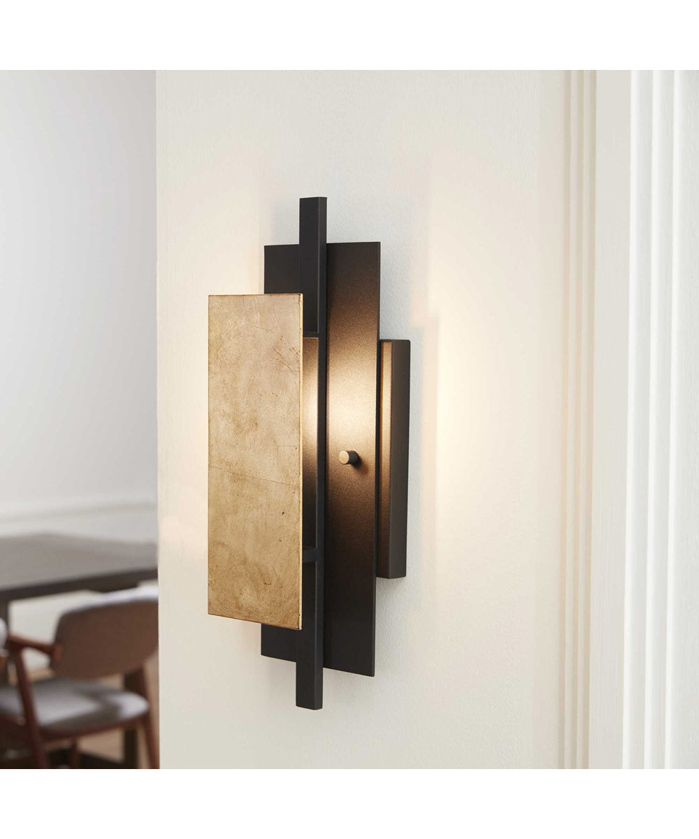 Lowery 1-Light Textured Black/Distressed Gold Wall Sconce Light Textured Black