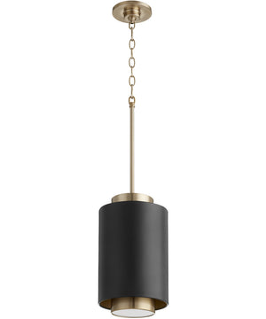 8"W 1-light Pendant Noir / Aged Brass