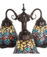 23" High Tiffany Peacock Feather 3 Light Table Lamp