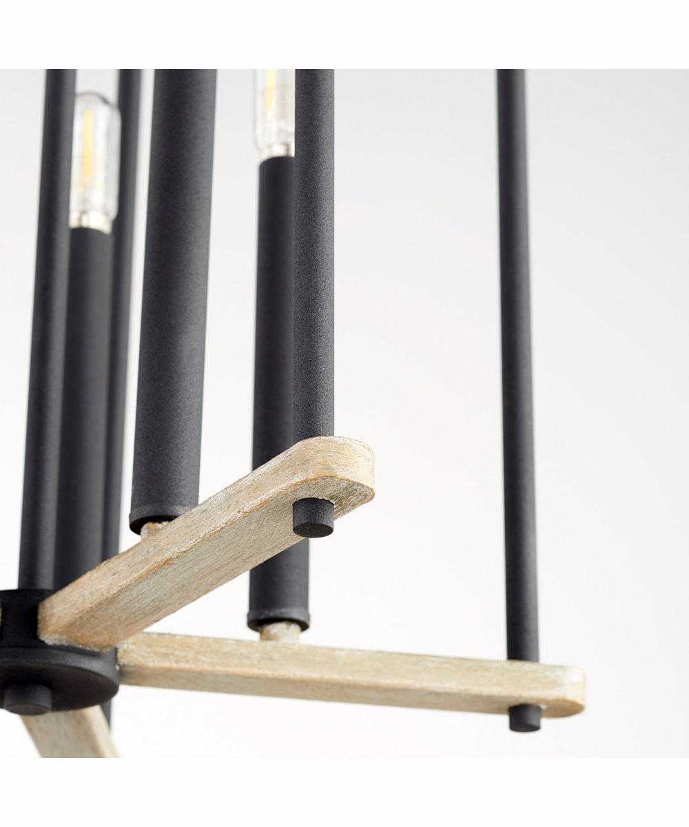 Silva 5-light Entry Foyer Hall Chandelier Textured Black w/ Weathered Oak Finish