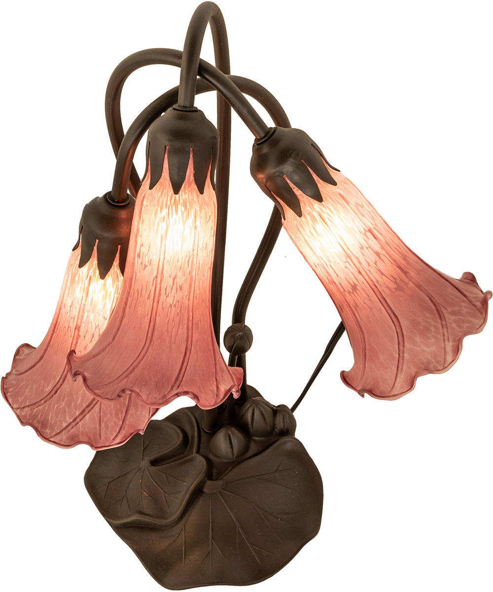16" High Lavender Pond Lily Tiffany Pond Lily 3 Light Accent Lamp