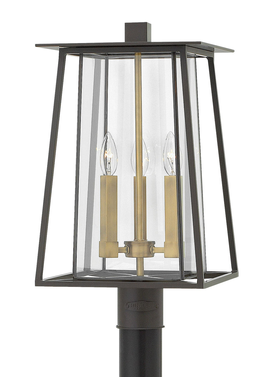 21"H Walker 3-Light Outdoor Pier Post Light in Buckeye Bronze