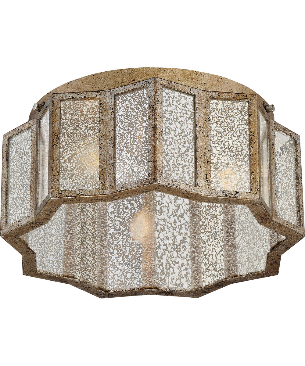 Shrine 3-light Flush Mount Aged Gold