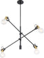 32"W Mantra 4-Light Pendant Black / Brushed Brass