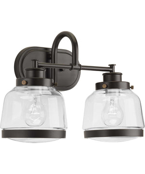 Judson 2-Light Clear Glass Farmhouse Bath Vanity Light Antique Bronze