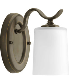 Inspire 1-Light Etched Glass Traditional Bath Vanity Light Antique Bronze