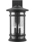 Mission Hills 3-Light Outdoor Wall Mount Rain or Shine - Black with Antiqued Seeded Glass