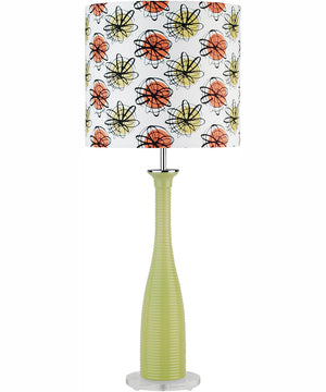 Fantah 1-Light Table Lamp Green Glass Body/Color Printed Shade