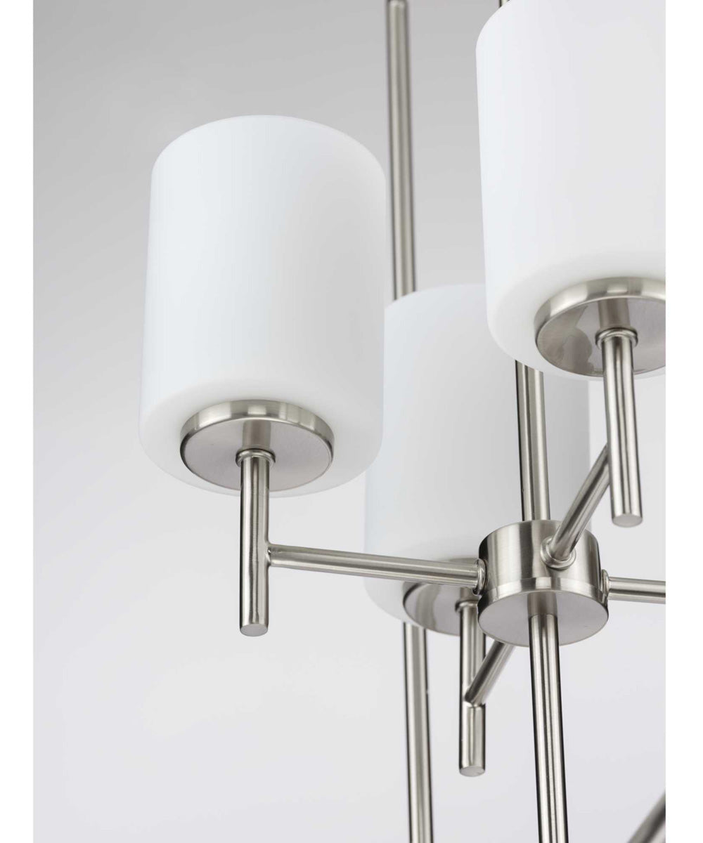 Replay 4-Light Etched White Glass Modern Pendant Light Brushed Nickel