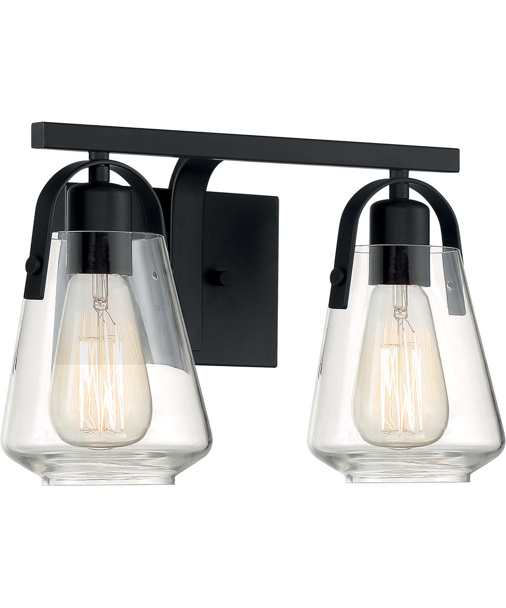 14"W Skybridge 2-Light Vanity & Wall Matte Black