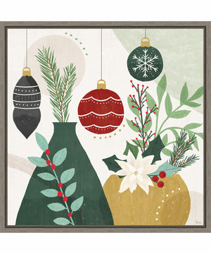 Framed Deco Holiday II by Veronique Charron Canvas Wall Art Print (22  W x 22  H), Sylvie Greywash Frame