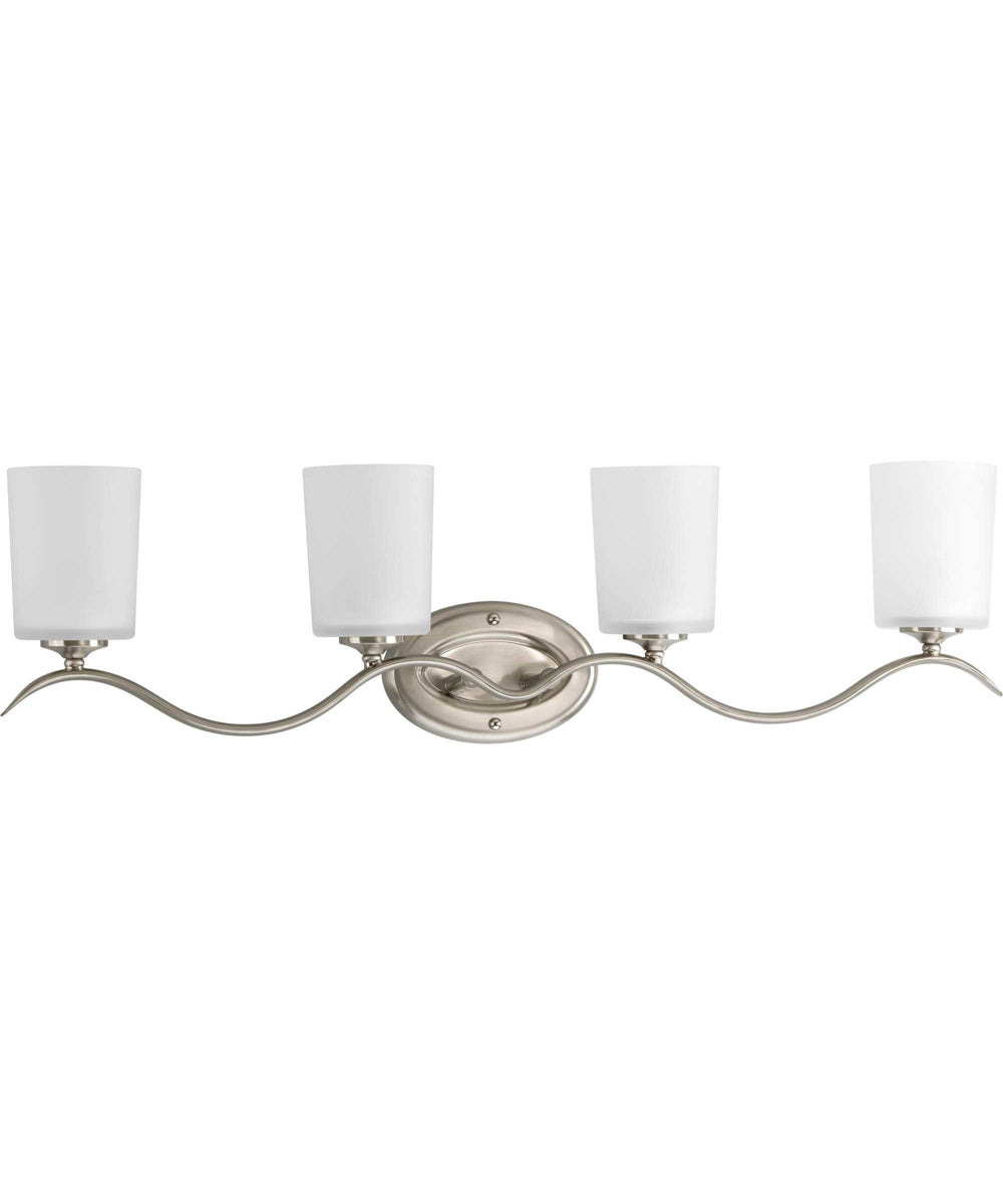 Inspire 4-Light Etched Glass Traditional Bath Vanity Light Brushed Nickel