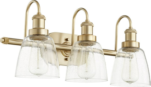 23"W 3-light Bath Vanity Light Aged Brass