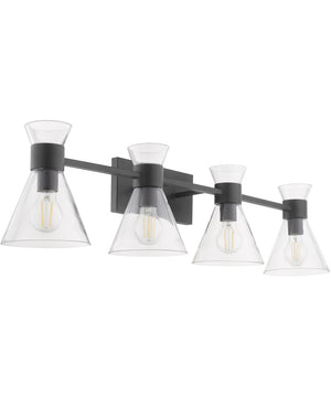 Beldar 4-light Bath Vanity Light Matte Black w/ Clear Glass