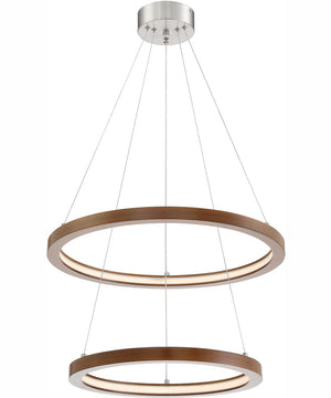 Rimmy 2-Light Led Pendant Walnut/Brushed Nickel