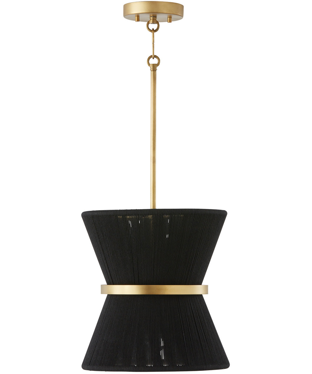 Cecilia 1-Light Pendant Black Rope and Patinaed Brass