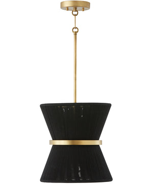 Cecilia 1-Light Pendant Black Rope and Patinaed Brass