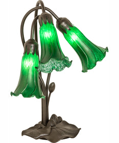 16" High Green Tiffany Pond Lily 3 Light Accent Lamp
