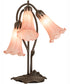 16" High Pink Tiffany Pond Lily 3 Light Accent Lamp
