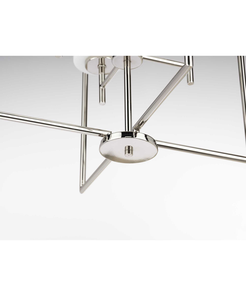 Replay 4-Light Etched White Glass Modern Pendant Light Polished Nickel