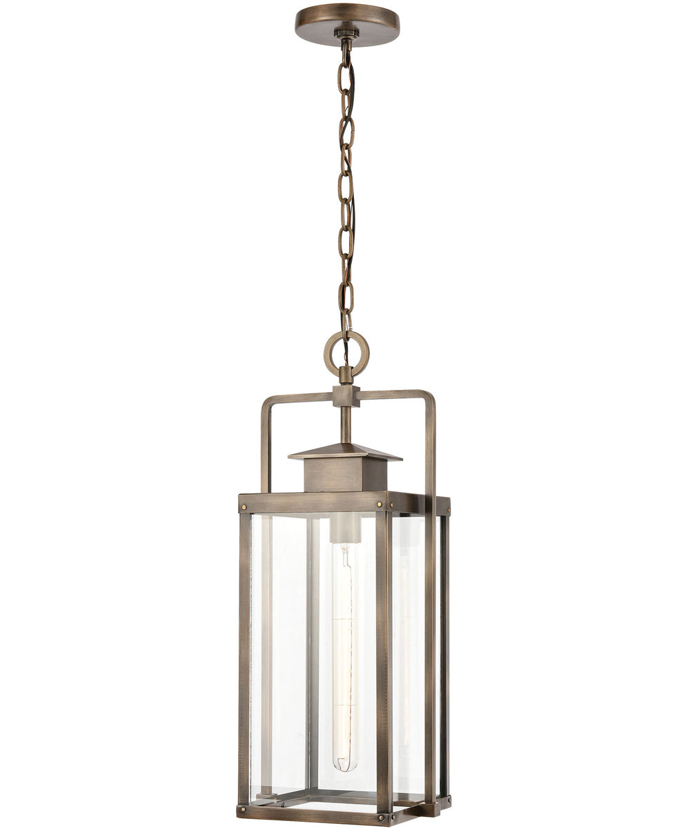 Crested Butte 1-Light Outdoor Pendant Vintage Brass/Clear Glass Enclosure