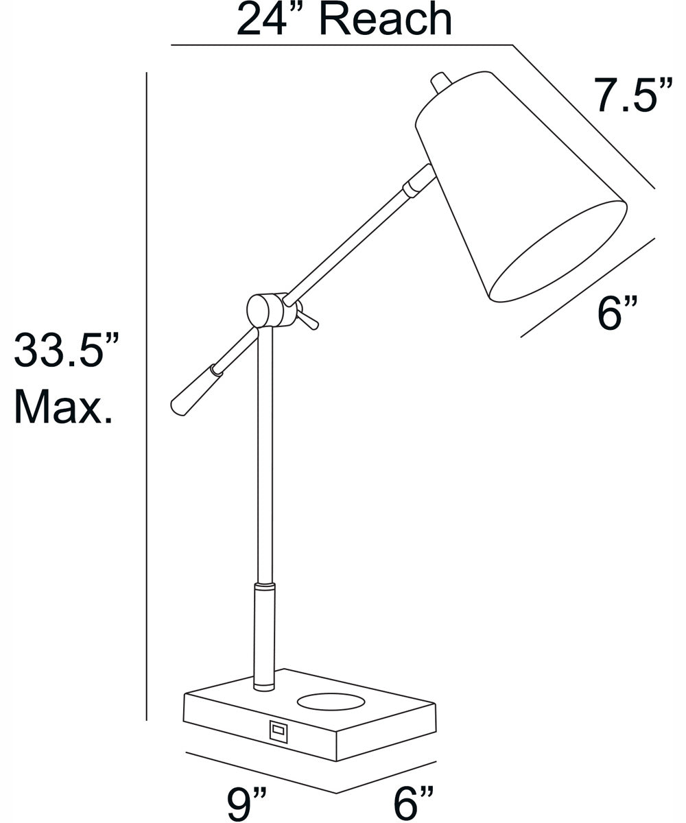 Salma 1-Light Table/Desk Lamp Antique Brass/Black