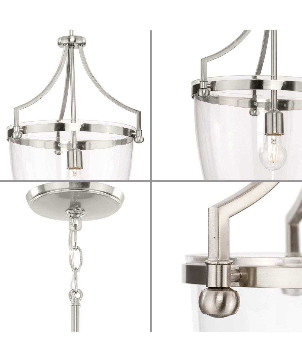 Parkhurst 1-Light New Traditional Clear Glass Pendant Light Brushed Nickel
