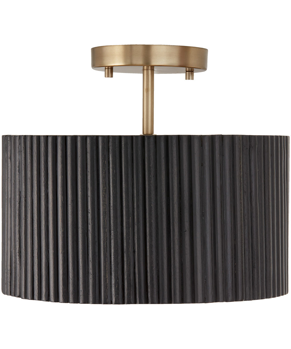 Donovan 1-Light Semi-Flush Black Stain and Matte Brass
