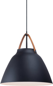 20"W Nordic 1-Light Pendant Tan Leather / Black