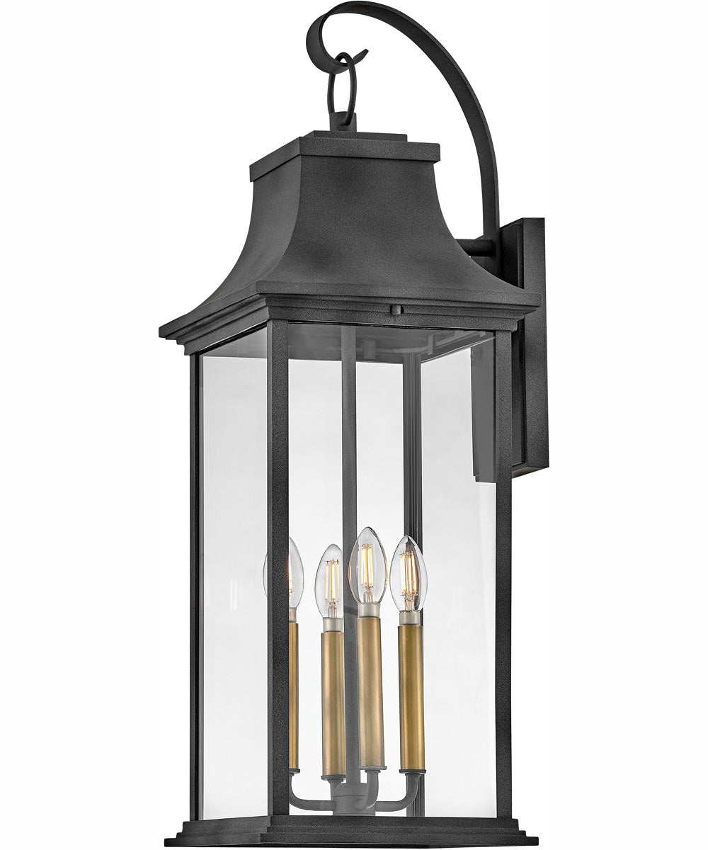 Adair 4-Light Extra Large Wall Mount Lantern in Aged Zinc
