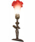15" High Pink/White Tiffany Pond Lily Nouveau Lady Mini Lamp