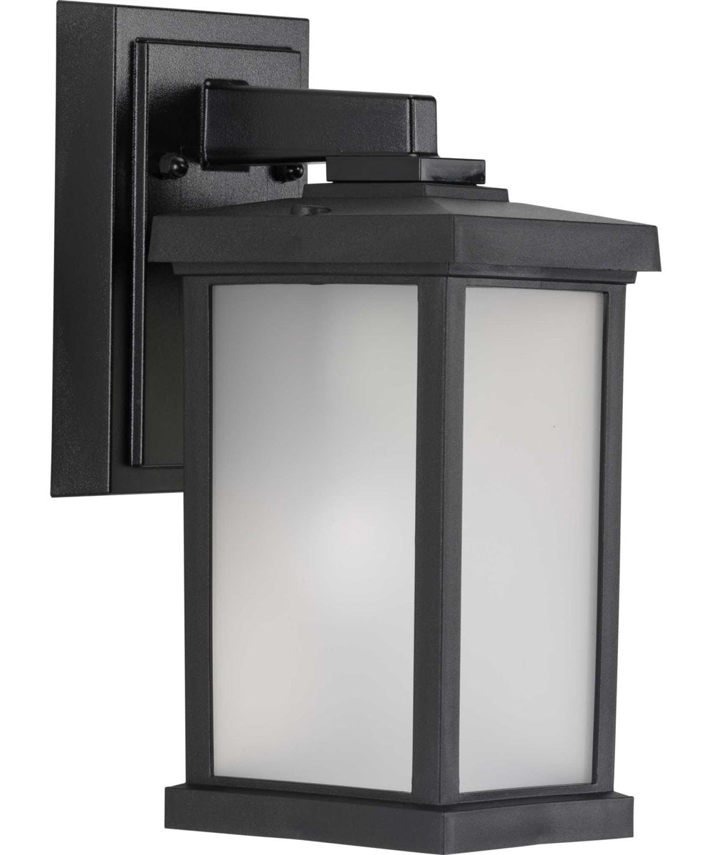 Trafford Non-Metallic Lantern  1-Light Frosted Shade Traditional Outdoor Wall Lantern Light Textured Black
