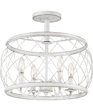 Dury Medium 4-light Semi Flush Mount Antique White