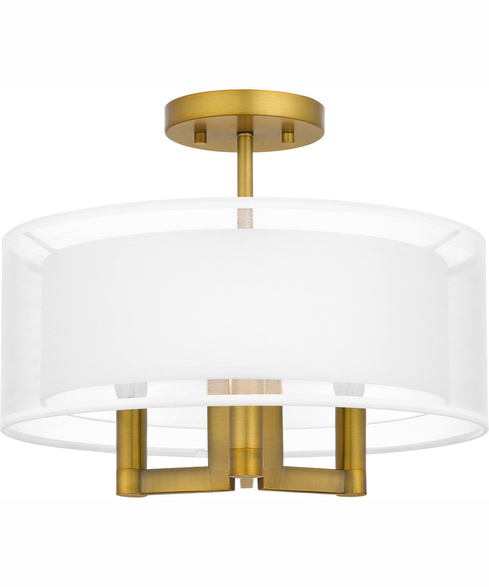 Quoizel Semi-Flush Mount Medium 3-light Semi Flush Mount Aged Brass