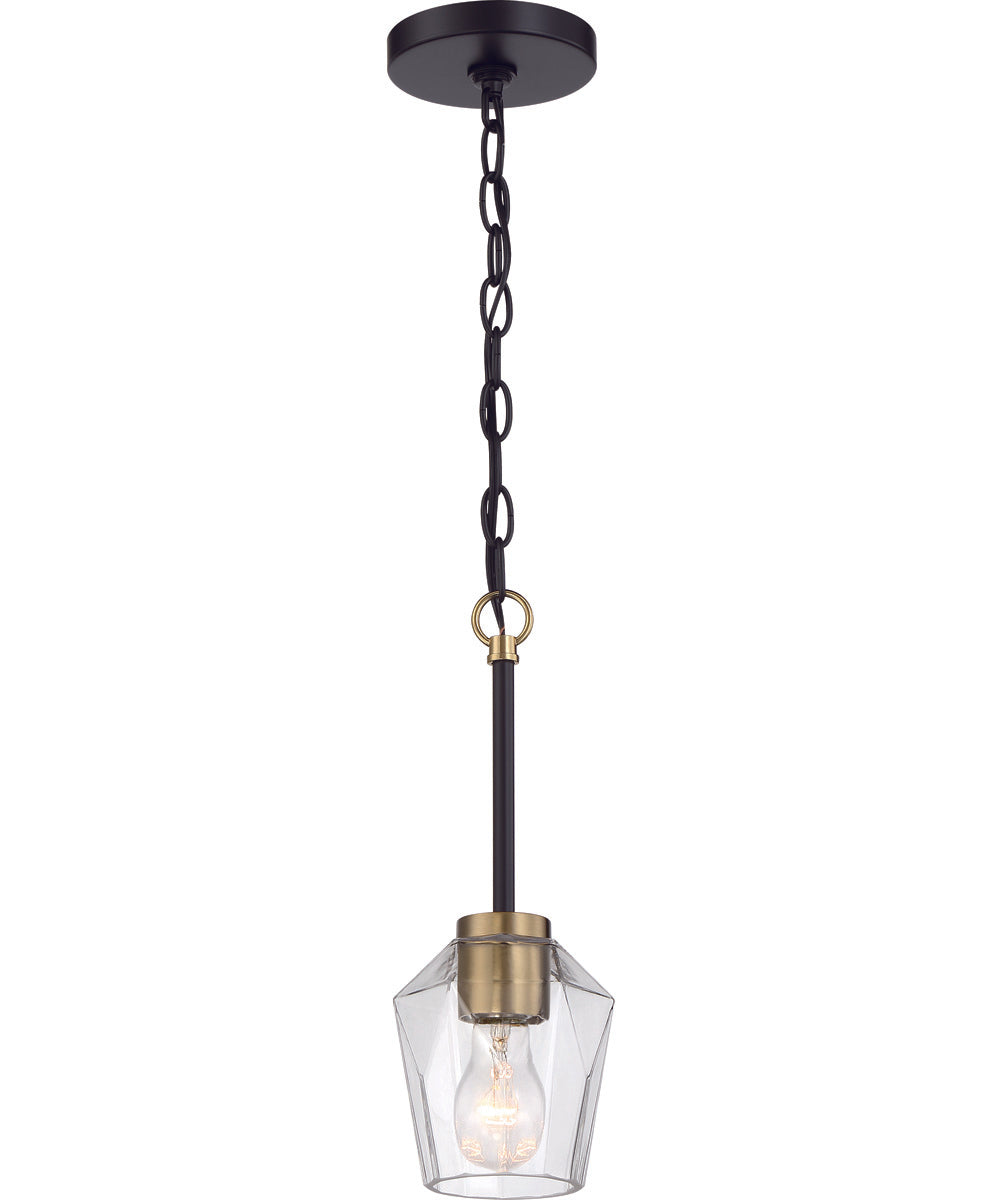 Avante Grand 1-Light Mini Pendant Flat Black/Satin Brass