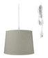 1 Light Swag Plug-In Pendant 16"w Sand Linen Shade, 17' White Cord