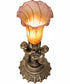 13" High Amber/Purple Tiffany Pond Lily Twin Cherub Accent Lamp