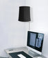 16"W Floating Shade Plug-In Wall Light Black Shantung Fabric