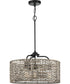 Lavelle 4-Light Mocha finish Rattan Hanging Pendant Light Matte Black