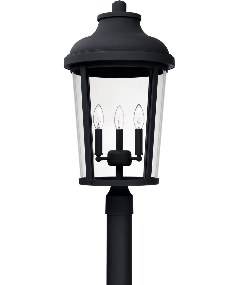 Dunbar 3-Light Outdoor Post Mount Rain or Shine - Black with Clear Glass