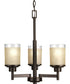 Alexa 3-Light Etched Umber Linen With Clear Edge Glass Modern Chandelier Light Antique Bronze