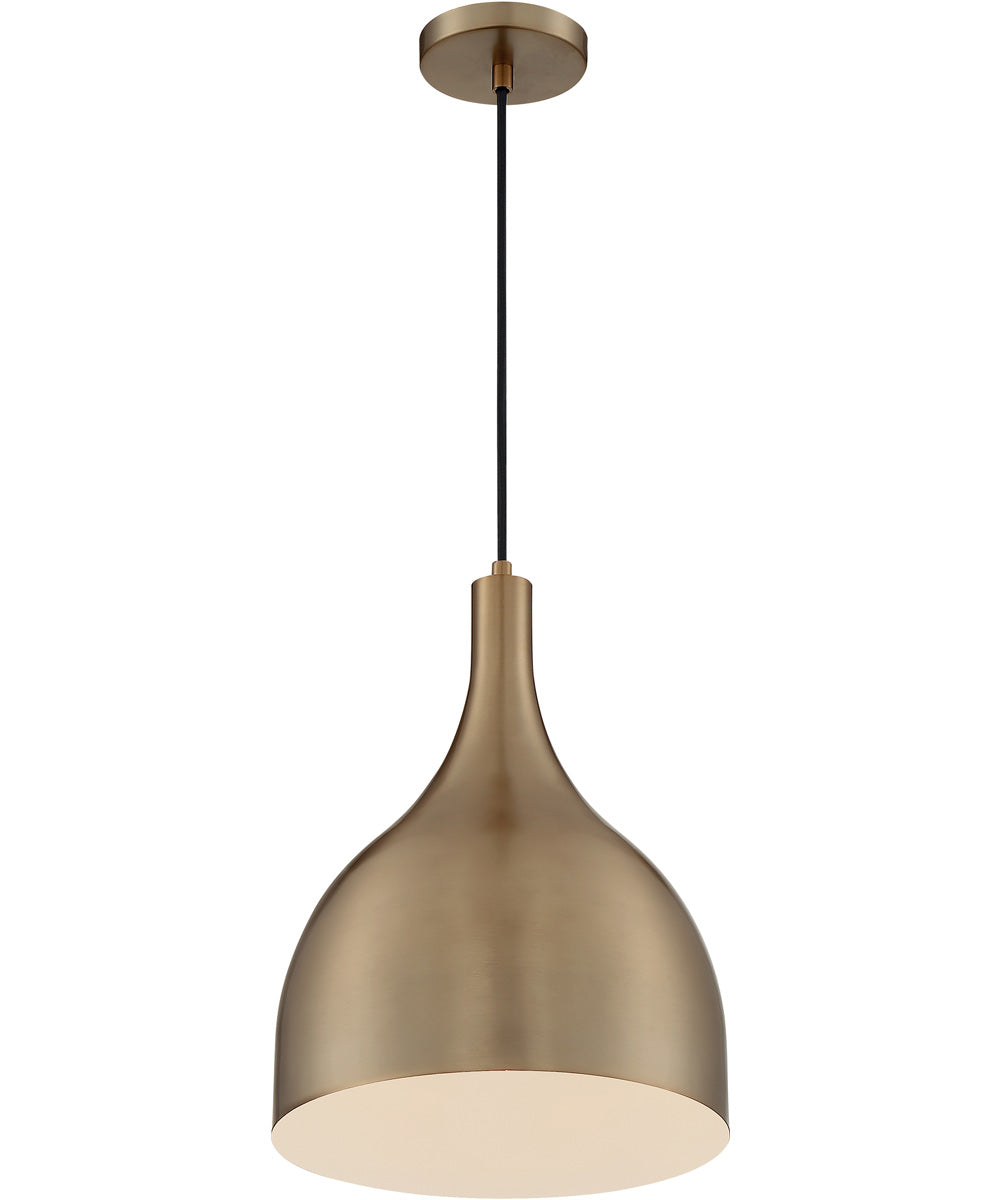 12"W Bellcap 1-Light Pendant Burnished Brass