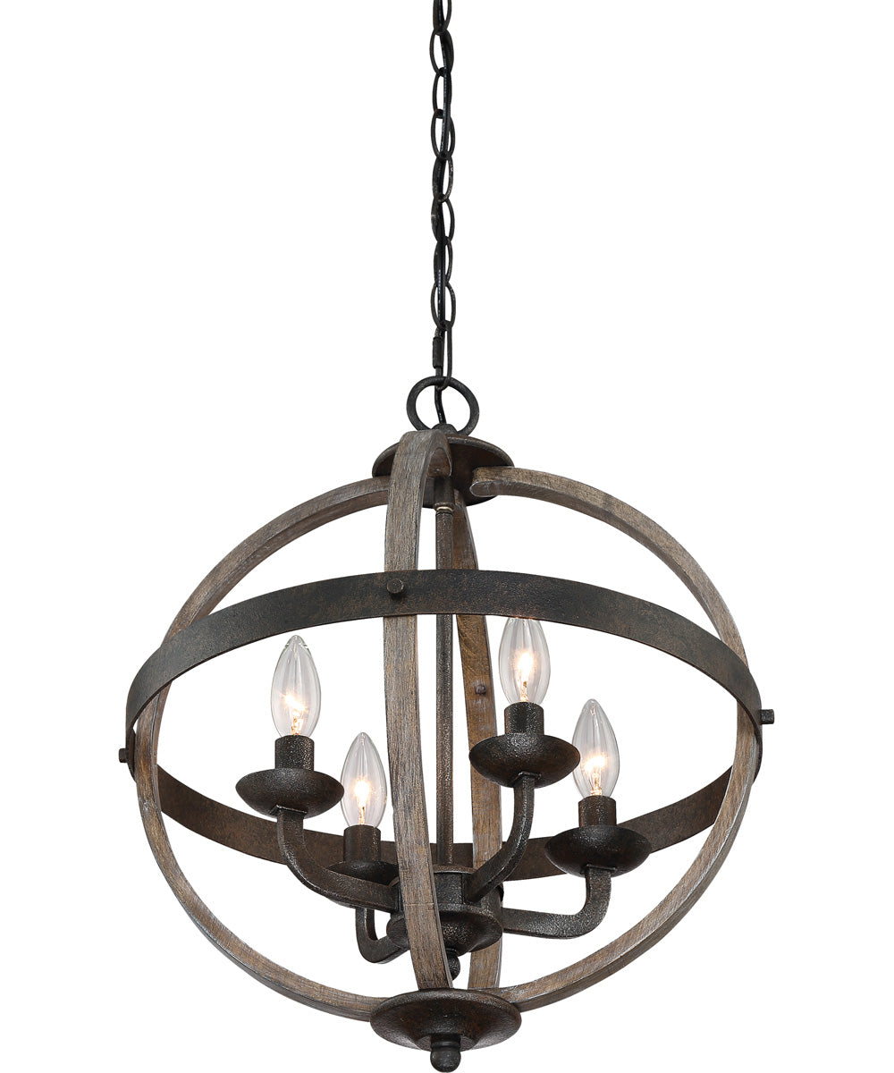 Fusion 4-light Pendant Rustic Black