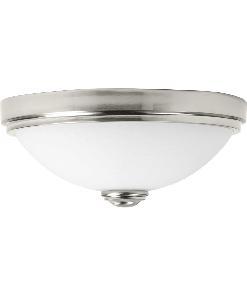 1-Light 13" LED Linen Glass Flush Mount Brushed Nickel