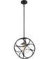 14"W Aurora 1-Light Pendant Black / Vintage Brass
