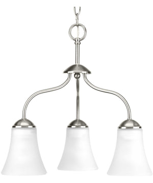 Classic 3-Light Etched Glass Traditional Chandelier Light Brushed Nickel