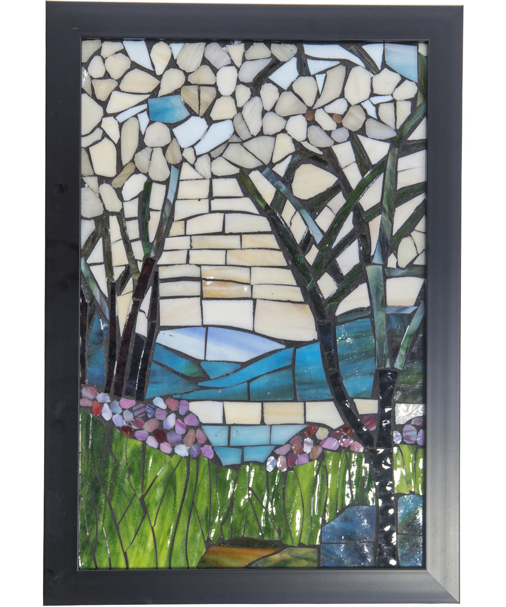 Magnolia Iris Mosaic Art Glass Wall Panel