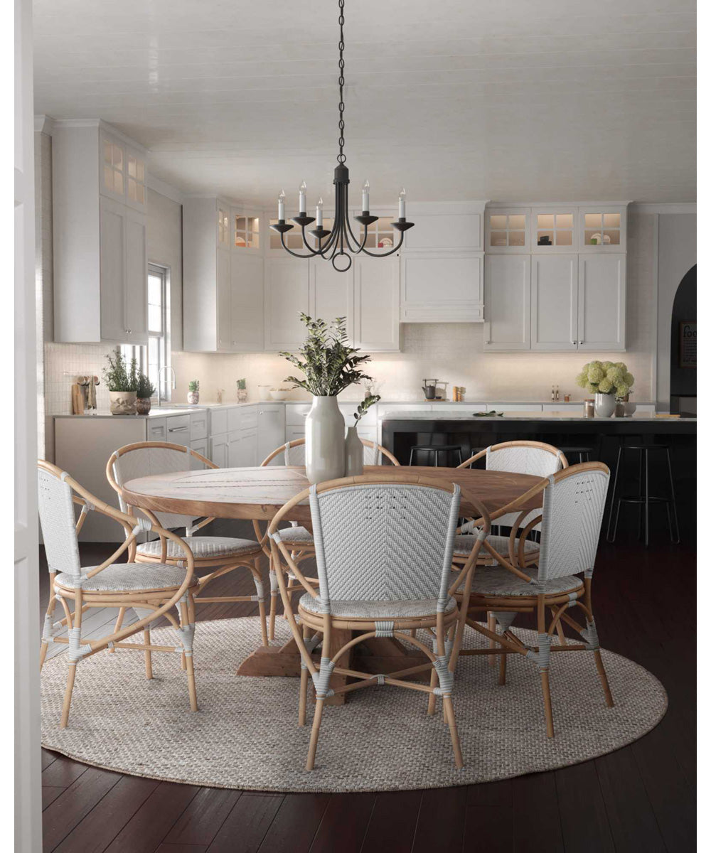 5-Light White Candles Traditional Chandelier Light Textured Black